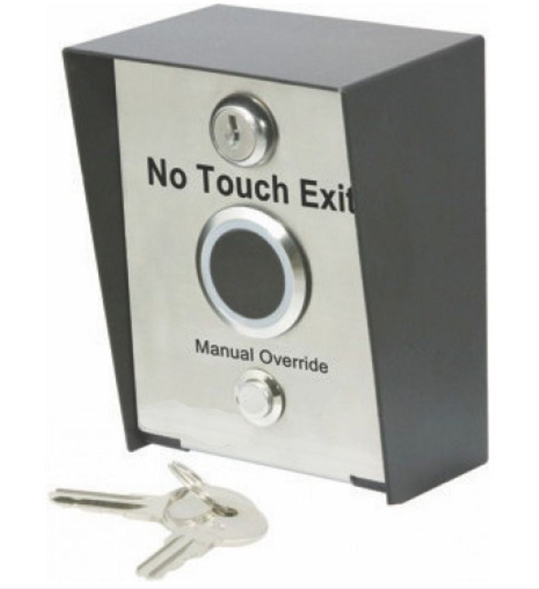 NO-TOUCH OUTDOOR IR Request to Exit Button w/Locking Pole Mount Enclosure