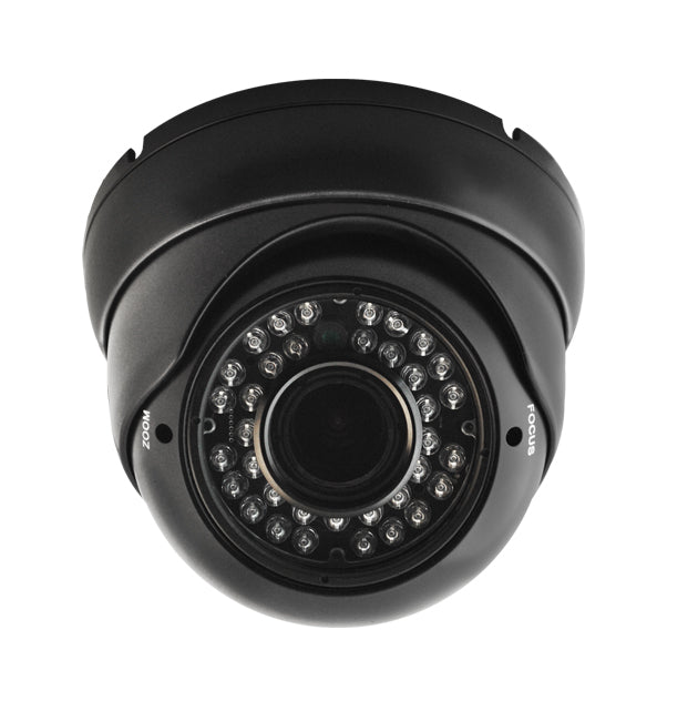 2MP HD TVI 1080P Armored Dome Camera, Vari-focal, Motorized Zoom, Black